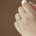 wholesale 925 Sterling Silver Chain Ring Set, Ins Minimalist Style Stackable Adjustable Open Ring Simple Circle-0-4