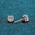wholesale S925 Sterling Silver Four-Prong Moissanite Stud Earrings for Women, Minimalist and Versatile Design, Hot-Selling Cross-Border Ready-to-Ship Wholesale-0-2