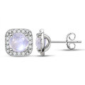 wholesale S925 Sterling Silver Alloy High-End Natural Blue Moonstone Stud Earrings for Women, Round Gemstone Earrings Wholesale-0-4