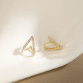 wholesale Sterling Silver S925 Small Triangle Geometric Earrings New Arrival Minimalist V-Shape Stud Earrings-0-3