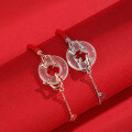 wholesale S925 Sterling Silver New Chinese Style National Trend Koi Fish Bracelet for Women, Peace Buckle Chalcedony Red Rope Braided Bracelet, Niche Design-0-0