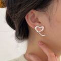 wholesale S925 Sterling Silver Small Love Earrings for Women, Trendy Korean-style Hollow Heart Studs-0-0