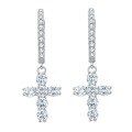 wholesale Metal material, new jewelry high-end sense diamond-encrusted cross earrings for women, lightweight luxury style, elegant and simple ear accessories-0-4