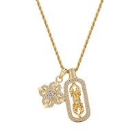 wholesale 925 Sterling Silver New Chinese Style Women's Exquisite Vintage Elegant Luxurious High-end Dual Pendant Necklace-Gold DY191092-SG-WH 925 silver