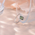 wholesale Silver Plated 18k Gold Cross-Border European and American Fashion Women's Light Luxury Ring with Green Moissanite 6*8mm Radiant Cut-0-3