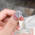 Sterling Silver Moissanite 3ct Snowflake Youth Bulb Bridal Ring Adjustable Cross-border-0-2