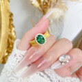 wholesale S925 Silver 6*8mm Simulated Emerald Dainty and Fashion Ring for Spring and Summer Seasons by Zhuozhifan Jewelry-0-2