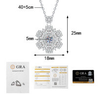 S925 Sterling Silver Luxury Moissanite Sunflower Full-Diamond Necklace Wholesale-50-point Moissanite  925 Silver