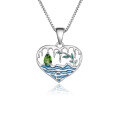 wholesale S925 Silver Enamel Designer High-End Gem Pendant "Heart Lake" Natural Diopside Necklace Pendant-0-4