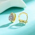 Sterling Silver Minimalist Shimmer Moissanite Teardrop Hoop Earrings-0-1