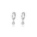 wholesale S925 Sterling Silver Light Luxury Geometric Teardrop Zircon Earrings With Short Tassels-0-10