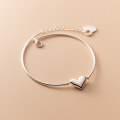 wholesale S925 Silver Summer Minimalist Heart Bracelet Temperament Korean Style Bent Tube Bangle Heart-shaped Chain S5120-0-1