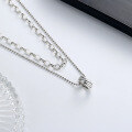 wholesale S925 Sterling Silver Internet-Famous Double-Layer Circle Necklace in Minimalist Hip-Hop Punk Style Light Luxury Accessory-0-3