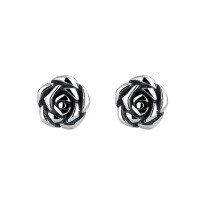 wholesale S925 Sterling Silver Vintage Thai Silver Rose Flower Ear Studs INS Bohemian Thorn Elegant and Aloof Earrings for Women-016R/approx. 1.86g/pair 925 silver