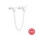 wholesale S925 Sterling Silver small and large butterfly chain tassel stud earrings, Korean hot-sell minimalist style-0-4