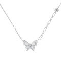 wholesale S925 Sterling Silver Cross-Border Jewelry Set, New Chinese Style Ancient Technique Bow Matte Zircon Silver Ring for Women, Elegant Collarbone Necklace-0-6