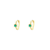 wholesale S925 Sterling Silver Geometric Ear Cuffs With Colorful Zirconia, Exquisite And Minimalist-E4022-Green Zirconium 925 Silver