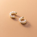 wholesale S925 Sterling Silver French Pearl Ear Cuff Without Piercing, Synthetic Pearl Twist Earring M00453-0-1