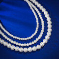 wholesale Metal material, strong light perfectly round large 8mm pearl vintage necklace French collarbone chain fashion style-0-3