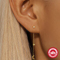 wholesale S925 Sterling Silver Classic Elegant Star and Moon Tassel Earrings with Inlaid Crystals-0-1