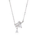 wholesale S925 Sterling Silver Same Style Love Tassel Bow Pendant Necklace, Fashionable and Luxurious Collarbone Chain for Girlfriend or Bestie-0-4