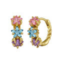 wholesale 14K Gold & S925 Silver Plated Cross-Border Sourcing Colored Zircon Ear Hoop Earrings for Women Wholesale-0-0