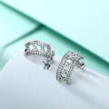 wholesale 925 Sterling Silver Zircon Inlaid Women's Exquisite European Style Semi-Hoop Earrings Earrings-0-3