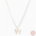 wholesale S925 Sterling Silver 26-Letter Butterfly Pendant Necklace with Zircon-0-27