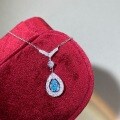 S925 Sterling Silver Women's V-Shaped Paraiba Drop Necklace, Minimalist and Versatile Cross-Border Hit-0-2
