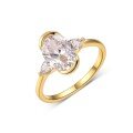 wholesale Golden S925 Silver Moissanite Ring with Oval Center Stone and Baguette Side Stones Three-Stone Combination Design Women's Popular Style-0-4