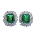 wholesale S925 Silver New European Style Simulated Emerald 9*11 Earrings with Luxurious Inlaid Elegant Studs-0-4