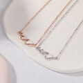 wholesale S925 Sterling Silver Necklace for Women, Light Luxury, Niche, Minimalist, Ripple Design, Heartbeat-Inspired, Stylish, Collarbone Chain-0-2