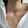 wholesale 925 Sterling Silver Stackable Zircon Necklace Long Pendant Chain, Minimalist Ins Style Small Luxury High-end Feeling-0-0