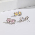 wholesale S925 Sterling Silver Ice-Cut High Carbon Diamond Stud Earrings European and American Style Yellow Diamond Full Diamond Earrings Cross-Border New Accessories-0-0