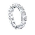 S925 Sterling Silver European and American Style Cubic Zirconia Row Ring, Fashionable and Versatile-0-3