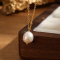 wholesale S925 Sterling Silver Natural Freshwater Pearl Pendant Simple Bead Necklace Fashion Elegant Temperament High-end Sense Collarbone Chain-0-0