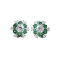 wholesale S925 Sterling Silver Green Zircon 1 Carat Floral Bud Stud Earrings, Fashionable Minimalist Daily Wear Women's Earrings-0-4