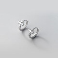 wholesale S925 Sterling Silver Sweet Ear Clips for Women, Korean Style Fresh and Delicate Cross Earrings with Inlaid Diamonds for Summer M00305-0-2