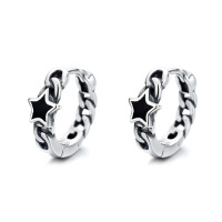 wholesale S925 Sterling Silver Retro Hollow-out Pentagram Earrings, New Popular Korean Version Minimalist Design Earrings for Women-017R/approx. 2.2g/pair 925 silver