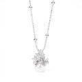 wholesale S925 Sterling Silver Forest-Style Lucky Clover Freshwater Pearl Necklace for Women, Original and Fresh Pendant Chain with Micro-Set Collar Necklace-0-4