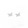 wholesale 925 Sterling Silver D Color Moissanite Stud Earrings Women Phantom Butterfly Same Style Moissanite Silver Earrings European and American Cross-Border Wholesale Bestseller-0-4