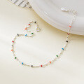 wholesale S925 Silver Fresh Sweet Ins Style Niche Design Exquisite Resin Colorful Bead Square Anklet S7928-0-2