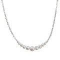 wholesale S925 Sterling Silver Gradient Swarovski Pearl Crushed Silver Necklace for Women, Korean Summer Simple Elegant Collarbone Chain-0-4