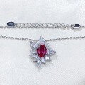 wholesale 925 Silver Zhuo Zhifan New 2-Carat Pigeon Blood Red Necklace, Extravagantly Set with Full Diamonds, Fashionable and Versatile, Hot Seller in Europe and America-0-2