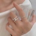 wholesale S925 Sterling Silver Wrapped Line Open Ring for Women, Korean Minimalist Niche Design, Cold Tone Index Finger Ring-0-2