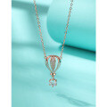 wholesale 925 Sterling Silver Necklace for Women, Small and Unique Design, Japanese and Korean Style Minimalist Rose Gold Plated Diamond Hot Air Balloon Pendant Collarbone Chain-0-0