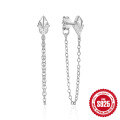wholesale 92 Sterling Silver Star-shaped Tassel Chain Diamond Earrings, Elegant, Versatile, and Uniquely Designed-0-4
