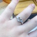 wholesale S925 Sterling Silver Openwork Heart-Shaped Diamond Inlaid Ring for Women, Small and Exquisite Design, Sweet and Elegant, Unique Heart-Shaped Silver Ring-0-1