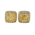 wholesale S925 Sterling Silver New High-Carbon Square Yellow Diamond Stud Earrings for Women, Radiant Cut, Petite and Versatile for Daily Wear-0-4