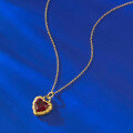 wholesale Metal S925 gold-plated ancient method garnet red peach heart pendant Chinese style gold necklace adjustable-0-2